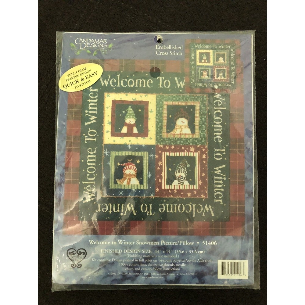 Candamar Design Embellished Cross Stitch Welcome To Winter Kit New 2002